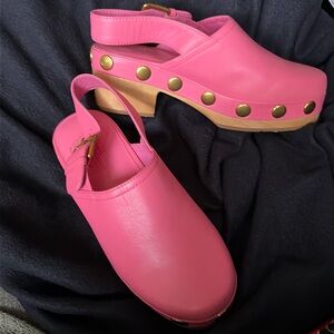 Charlotte Stone Jona Bubblegum Pink Studded Slingback Clogs 5 New no tags